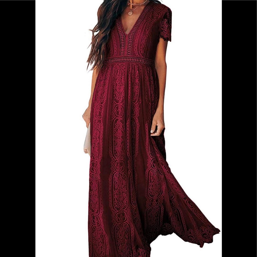 Bdcoco Women’s V Neck Floral Lace Dress